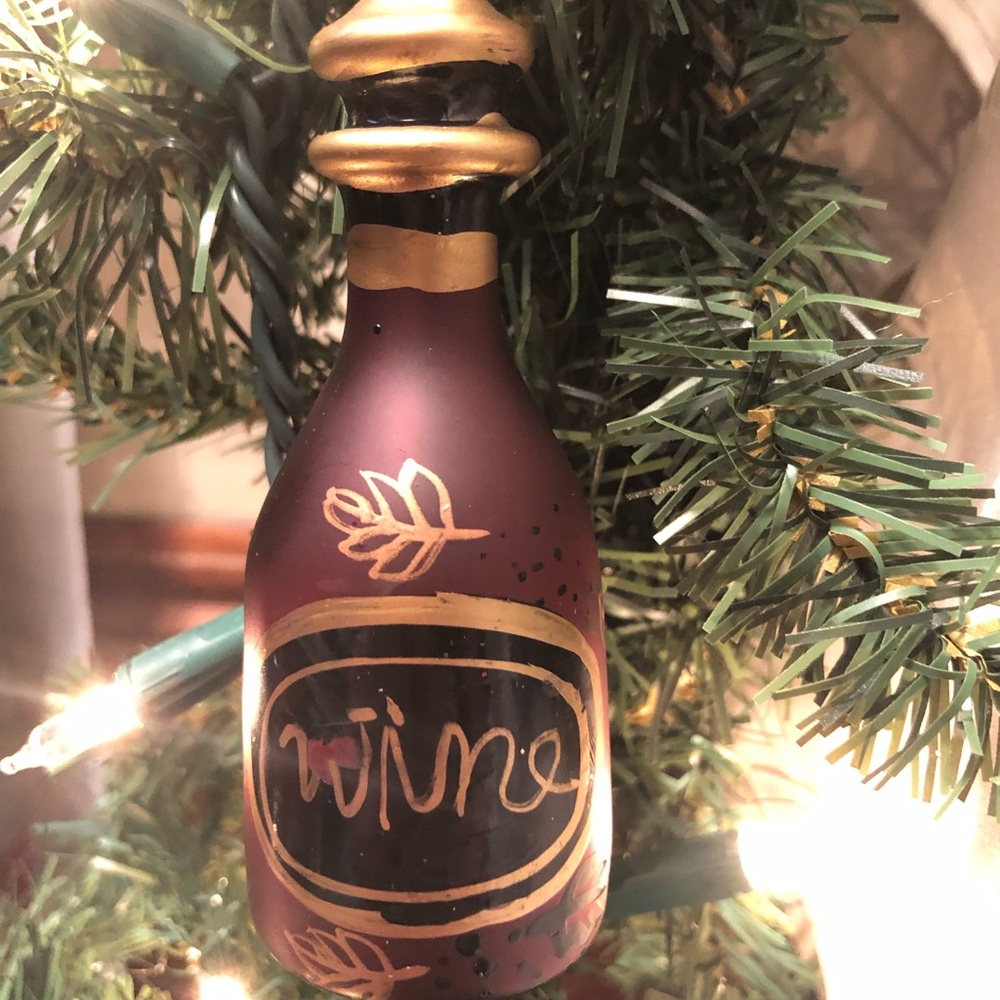 - - Glass wine bottle ornament